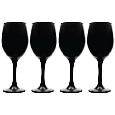 Imagem de Vikko Taças de vinho pretas, taça de vinho de 400 ml, conjunto de 4 taças de vinho com haste preta fosca para vinho tinto e branco, taças de vinho grossas e duráveis