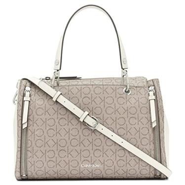 Imagem de Calvin Klein Bolsa feminina Reyna Novelty, Logotipo amêndoa/acinzentado/branco, One Size