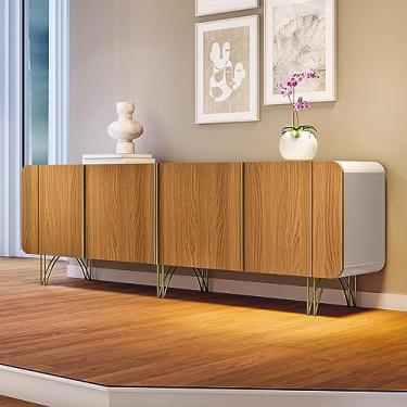 Imagem de Buffet Decorativo com Puxadores em Alumínio Pés Aço Maciço Virginia Off White/Cinamomo G26 - Gran belo