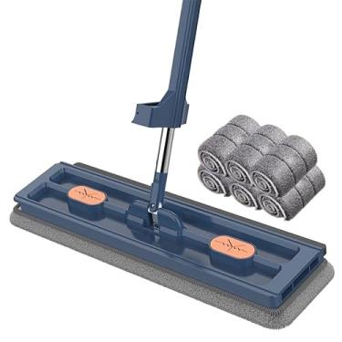 Imagem de Large Flat Mop 360° Rotating Adjustable Dust Mop Microfiber Mop For Wet And Dry Use Stainless Steel Long Handle Cleaning Mop With 6 Microfiber Pads (Color : A)