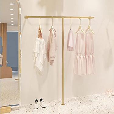 Imagem de Rack De Roupas Para Tubos Industriais De Varejo, Rack De Roupas De Parede Dourado Moderno, Rack De Casaco De Metal, Organizadores De Haste De Armário, Display Que Economiza Espaço, Rack De Roupas