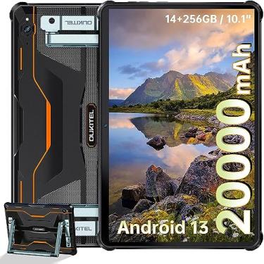 Imagem de OUKITEL RT6 Rugged Tablet 10.1 polegadas, Tablet Android 13, Bateria de 20000mAh (33W), 14GB+256GB/1TB, Câmera de 16MP+16MP, Octa-Core, Dual 4G LTE SIM+5G WiFi/GPS/OTG (Laranja)