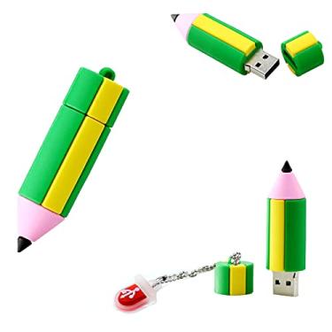 Imagem de Pen Drive de 16 GB - Unidades USB de 16 GB - Pen Drive de armazenamento - pen drive de 16 GB (lápis amarelo/verde)