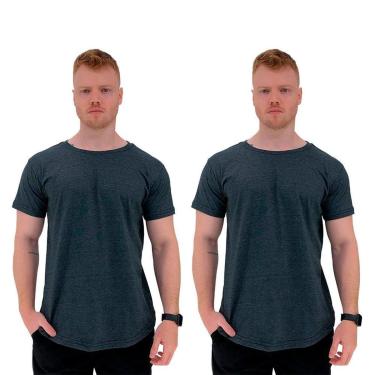 Imagem de Kit 2 Camiseta Longline MXD Conceito Slim Cores Básicas e Mescladas Lisas-Masculino