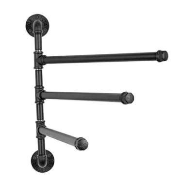 Imagem de Gadpiparty Toalheiro ganchos de aço inoxidável balançar a barra de toalha cano cabides porta guardanapo giratório porta toalha 3 barras ferro forjado gasoduto toalha de mão ligar