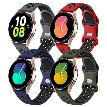 Imagem de Lerobo Pulseira compatível com Samsung Galaxy Watch 6/5/4 Band/Watch 5 Pro Band 45mm/Active2 40mm 44mm, Galaxy Watch 6 Classic 43mm 47mm Sport SmartWatch, pulseira de silicone de 20 mm para mulheres e homens