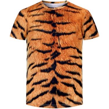Imagem de COSLAND Camiseta infantil com estampa animal para meninos, pequena e grande, Tigre, G