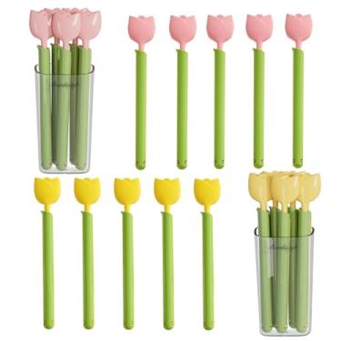 Imagem de Ouliget Clipe magnético de vedação de geladeira, lindos clipes de pacotes de alimentos em forma de tulipa, clipes de chip com caixa de armazenamento de ímã, ímãs de geladeira, clipe de bolsa de