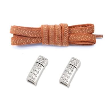 Imagem de Diamond Lock Shoelaces Without Ties Buckle Elastic Laces Sneakers Flats No Tie Shoe Laces Shoes Accessories (Color : Brown)