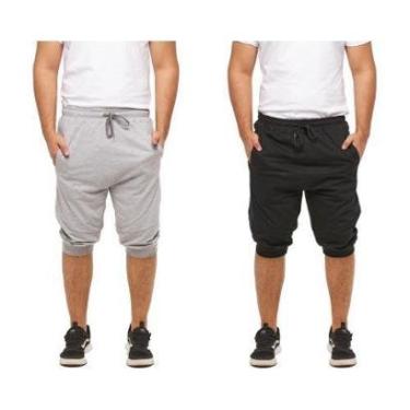 Imagem de Kit 2 Bermudas Masculina de Moletom Masculina Saruel Skinny Sport Fit-Masculino