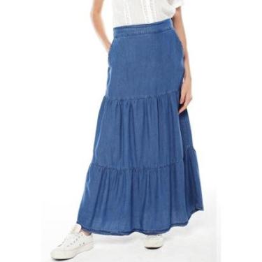 Imagem de Saia Longa Jeans em Camadas Sob-Feminino