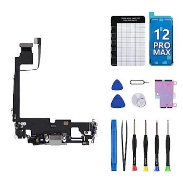 Imagem de CYKJGS Para iPhone 12 Pro Max Porta de carregamento Flex Cabo Dock Substituição OEM Branco USB Carregador Fone de ouvido Jack Port Montagem Microfone Antanna com kit de ferramentas de reparo A2342