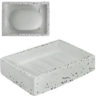 Imagem de Saboneteira Porta Sabonete Para Banheiro Ou Sabão Artesanal Retangular Peônia De Cimento Com Granilite