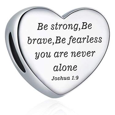 Imagem de Pingente de coração com pingente de Pandora Berloques Cristãos Verso da Bíblia Berloque de Oração Fé Religiosa Presentes para Mulheres, Algodão
