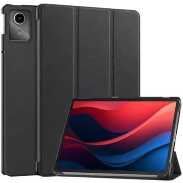 Imagem de Capa para Lenovo Tab M11 27.9 cm Magnetic Tri-Dobrável Tablet Hard Back Shell para Xiaoxin Pad 2024 TB331FC Smart Cover Funda Kids (preto, para Xiaoxin Pad 2024 11)