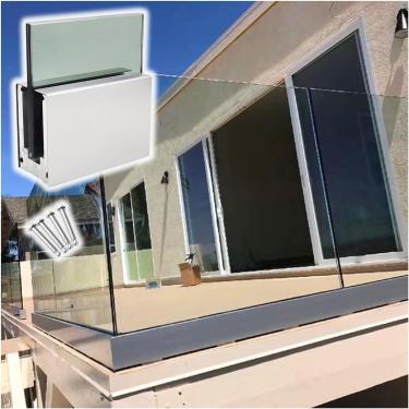 Imagem de Trilhos de corrimão de vidro, 1m-10m de comprimento, painel de cerca de vidro, braçadeira para pátio, piscina, loft, escadas, varanda, prata, l 3m/120 tamanhos