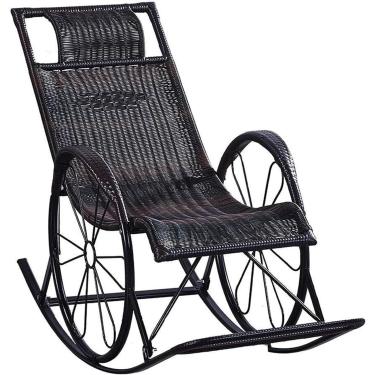 Imagem de Poltrona de vime ao ar livre cadeira de balanço adulto nap lounge cadeira velho cadeira de balanço lazer interior espreguiçadeira jardim reclinável