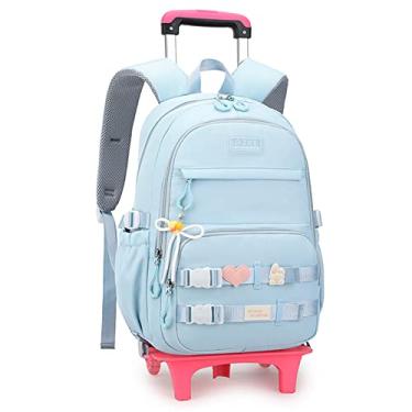 Imagem de Mochila escolar com rodinhas para meninas com rodas, 2 rodas - azul, 2-wheel, Moderno