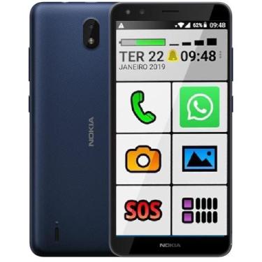 Imagem de Smartphone Nokia Celular Para Idoso 32Gb Capa Película Sos Azul