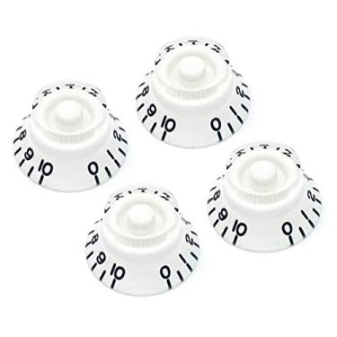 Imagem de Vintage Forge Botões de sino para guitarra elétrica Gibson Les Paul (conjunto com 4) serve para 24 vasos de eixo dividido nos EUA (imperial) RB24US-WHT4