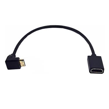 Imagem de Cabo Mini HDMI 2.1 para HDMI 2.1 para HDMI 2.1 MysRuida, ângulo de 90 graus acima 8K Mini HDMI macho para 8K HDMI fêmea cabo extensor adaptador de extensão, OD 4 mm Slim Ultra HD HDMI 2.1 versão 8K,