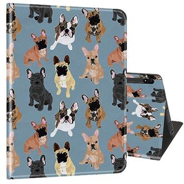 Imagem de Capa para Samsung Galaxy Tab S8 Plus 2022/S7 FE 2021/S7 Plus 2020 31.5 cm, capa completa ultrafina com suporte multiângulo com função despertar/dormir - Bulldogs franceses