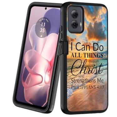 Imagem de BXIKEOPIU Projetada para Moto G Power 5G 2024, capa protetora resistente à prova de choque de 3 camadas à prova de poeira/queda para Motorola Moto G Power 5G 2024, versículo bíblico Philippians 4-13