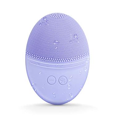 Imagem de EZBASICS Escova de limpeza facial feita com silicone macio ultra higiênico, escova facial vibratória sônica à prova d'água para limpeza profunda, esfoliação e massagem suaves, carregamento