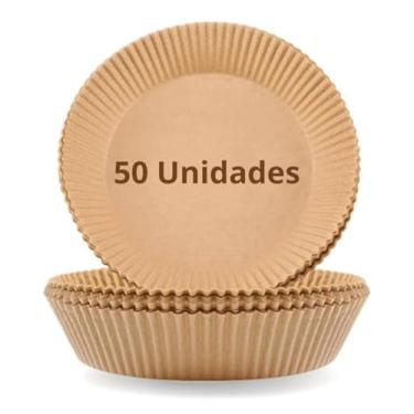 Imagem de Forma para Airfryer Redonda Descartável 50 c/unidades 1Lt (20x20cm) Tamanho Universal Compatível com Todas as Fritadeiras Protetor à Prova de Gordura para Fritadeira Sem Óleo Forro Biodegradável