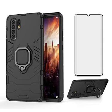 Imagem de Capa de telefone para Huawei P30 Pro com protetor de tela de vidro temperado e suporte de anel magnético suporte suporte fino acessórios de celular rígido Huwai Havaí Hwauei Haweii P 30 30pro homens