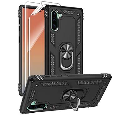 Imagem de Capa para Samsung Galaxy Note 10, Note10 com protetores de tela HD, suporte de anel de metal de nível militar com suporte de 4,5 m, capa à prova de choque testada contra quedas para Samsung Note 10