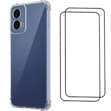 Imagem de Kit 2 Películas 3D Vidro + Capa Capinha Transparente para Moto G34 - L