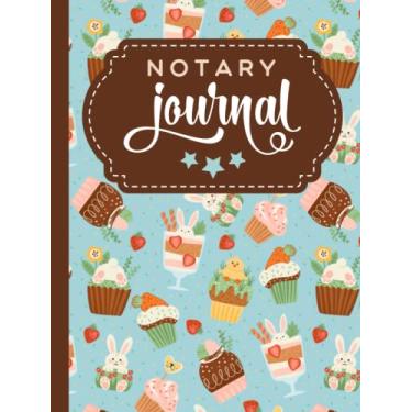 Imagem de Hardcover Notary Journal: 8.5x11 Large Notarial Logbook/With 200 Numbered Pages - Two Record Logs Per Page / 400 Records/Ledger Book Gift For ... Easter Bunny Rabbit - Snack Food Pattern