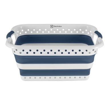 Imagem de Cesto para Roupas Dobrável Electrolux 40 Litros Branco e Azul