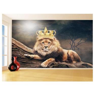 Imagem de Papel De Parede 3D Animais Leão Rosto Rei Olhar 3,5M Anm448 - Você Dec