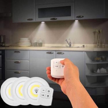 Imagem de Kit 3 Lampada Luminária Led Spot Light Sem Fio Com Controle Remoto Óti