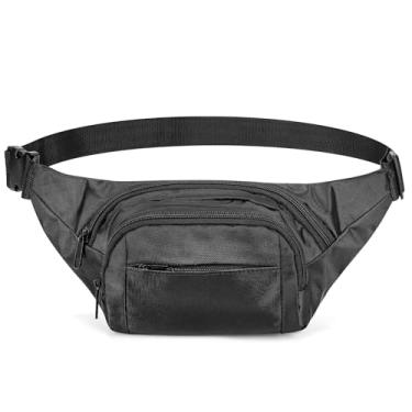 Imagem de Pochete de alça extra longa, alça ajustável máxima de 149 cm, bolsa transversal plus size, bolsa de cintura leve de comprimento estendido com zíper e bolsos (preto), Preto, XX-Large