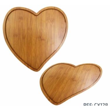 Imagem de Bandeja / Petisqueira Coração Madeira MDF 30x30cm - Fwb