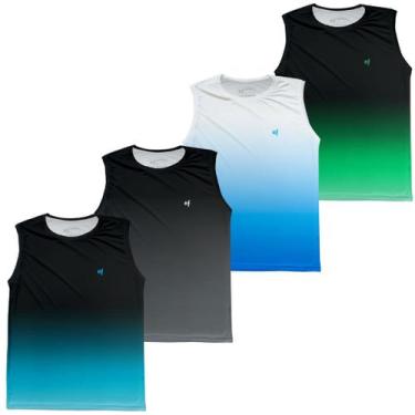 Imagem de Kit 4 Regata Camiseta Cavada Masculina Academia Dry Fitness Protecao U