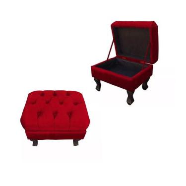 Imagem de Kit 02 Puffs Baú Retrô Luiz XV Capitonê para Sala e Quarto Suede Escol