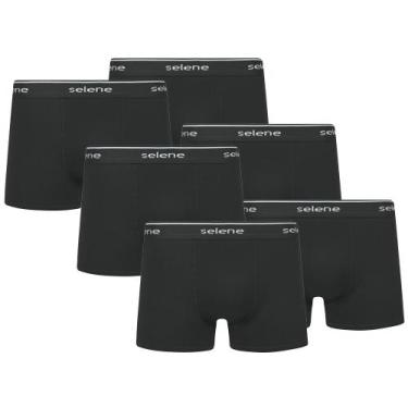 Imagem de Kit 6 Cueca Selene Masculina Algodão Plus Size Boxer Box, Preto, X2