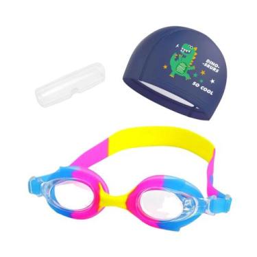 Imagem de Kit Óculos Natação Com Estojo e Touca Infantil Desenhos Coleção Peixin