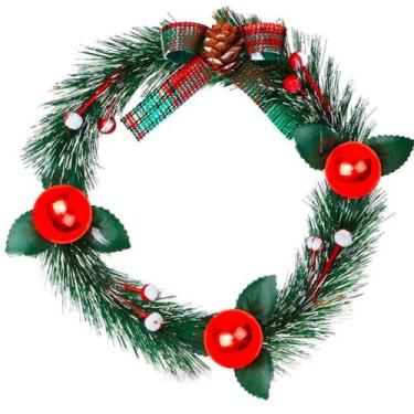 Imagem de Guirlanda Com Bolas Enfeite De Natal Porta Laço 19cm - Art Crhistmas