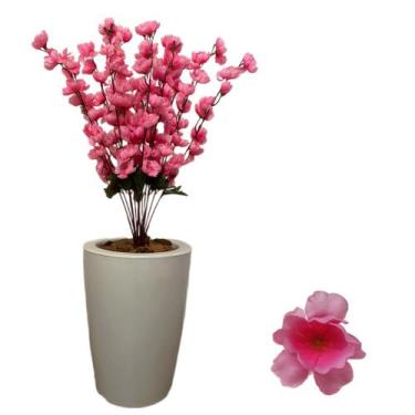 Imagem de Pessegueiro Artificial Buque Rosa Com Vaso Liso Completo  - PlantaImpo