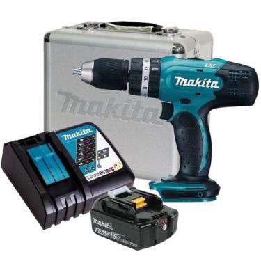 Imagem de Furadeira Parafusadeira de Impacto A Bateria 18v 5ah Makita Dhp453 C/ 