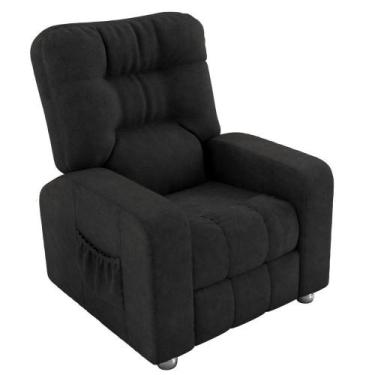 Imagem de Poltrona de Descanso do Papai Reclinável em Suede Preto Thor - Larbell