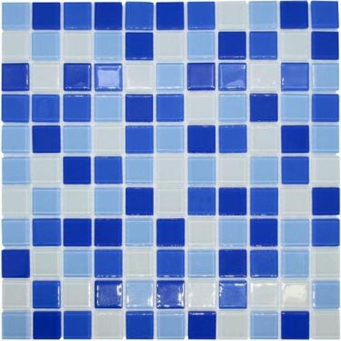 Imagem de Pastilha De Vidro Para Banheiro Piscina Azul Mescla 30X30Cm - La Bella