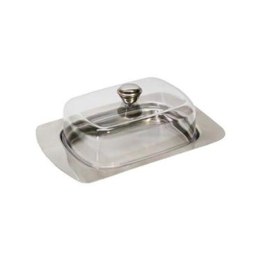 Imagem de Manteigueira De Inox Com Tampa De Acrilico Retangular Rasa  - Ingá