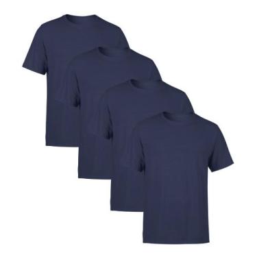 Imagem de Kit 4 Camisetas AMGK Masculina Lisa Premium 100% Algodão, Azul escuro,