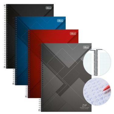 Imagem de Caderno Quadriculado 5x5mm Capa Dura Tilibra Kit 4un 96f Escolar Unive